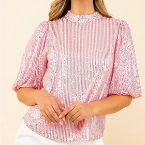 THML Puff Sleeve Sequin Top